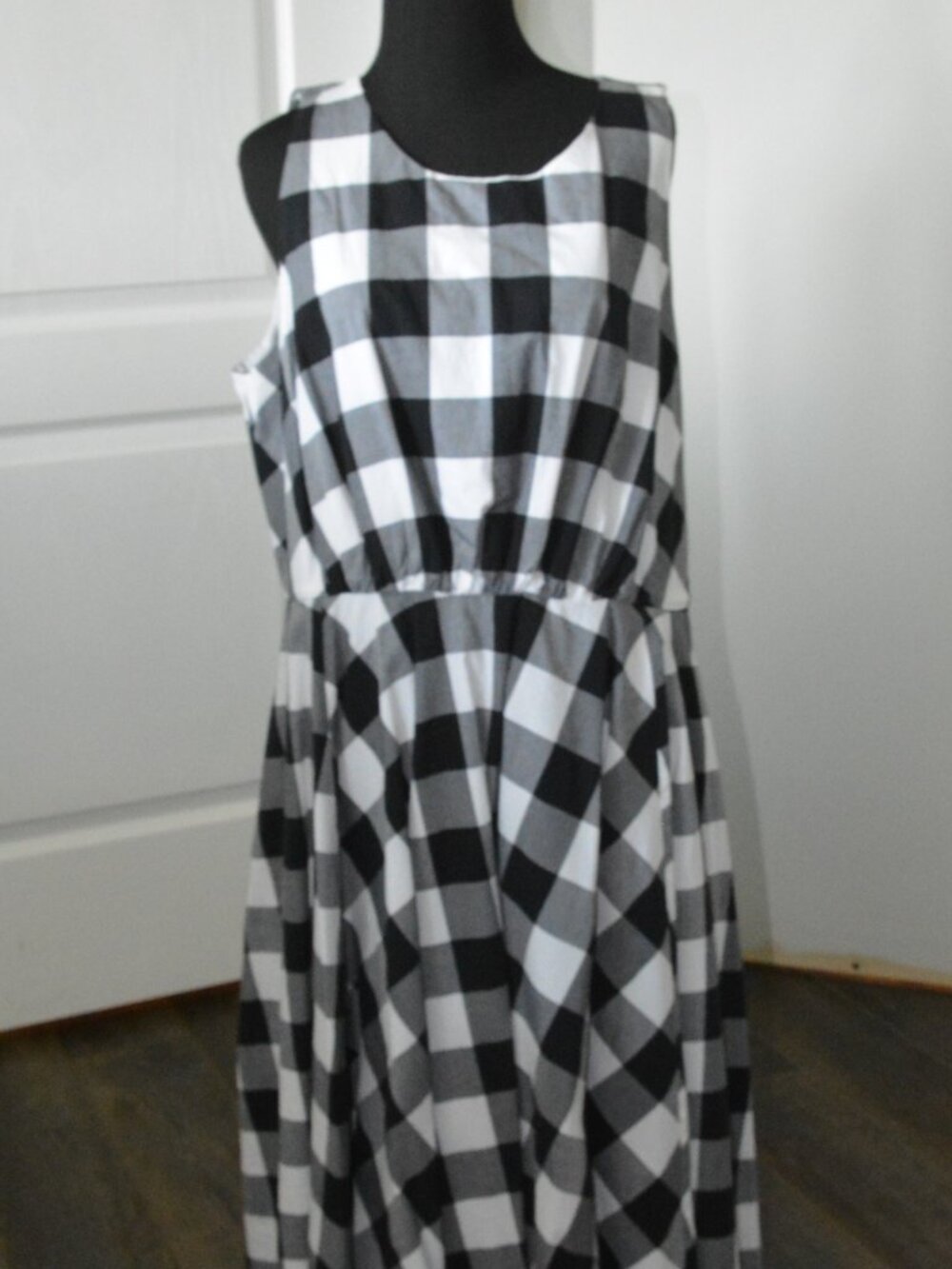 Lane Bryant Black and White Gingham Cotton Midi Dress - Picture 2 of 7